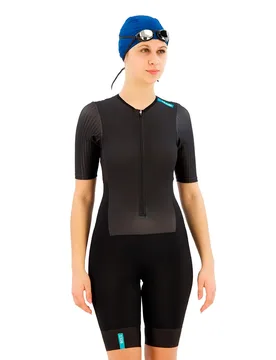 Eternal Aero Lc Short Sleeve Trisuit Black / Mint XL Women - HUUB - FashionsVida