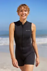 Sleeveless Shorty Womens 2mm Wetsuit - Black - Black - Size: 12-14