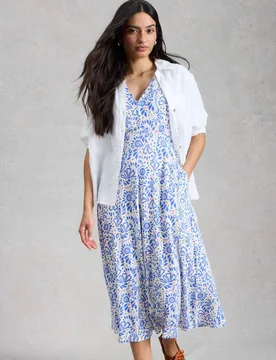 Cotton Modal Blend Jersey Midi Tea Dress White Mix female - White stuff - FashionsVida