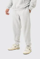 Herren Plus Basic Slim Fit Jogginghose in Grau Meliert Grey Marl Größe 4XL