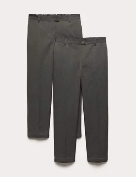 Pack Girls' Plus Fit Regular Leg Trousers (2-18 Yrs) Grey female - M&S - FashionsVida
