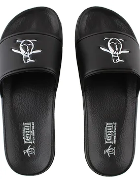 Pier Mens Black Sliders - Size Uk 11 - Penguin - FashionsVida