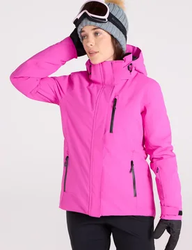 Women's 'Astro' Waterproof Insulated Hooded Outdoor Full Zip Winter Ski Jacket in Bright Pink Size: 8 - Bright Pink - Size: 8 - Mountain Warehouse - FashionsVida