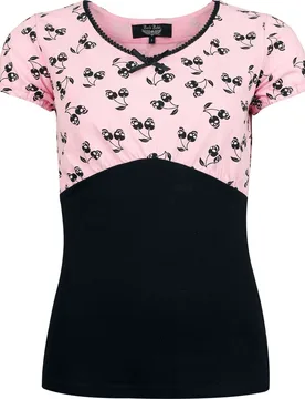 Rock T-Shirt - T-Shirt mit Skull-Print - S bis XXL - für Damen - Größe M - schwarz/pink - Frauen - female - Rock Rebel by EMP - FashionsVida