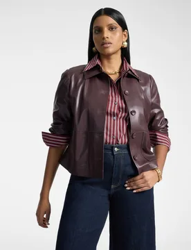 Chaqueta de mujer de tejido revestido ajuste boxy largo regular - Elena Miró - FashionsVida