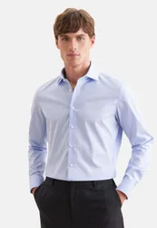 Slim Business Hemd Uni Blau 44