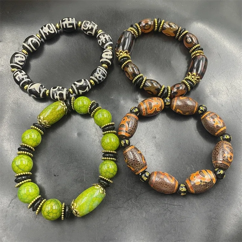 Green Dragon Pattern , Fortune God Old , Black Multi-Pearl Agate Bracelet - Aliexpress - FashionsVida