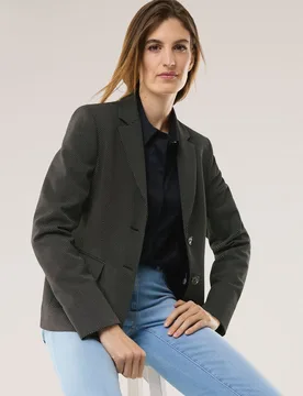 Reversblazer Dots, Kurzgrößen, Farbe Schwarz, 40, extra bequemer Jacquard trendiges Pünktchendessin Damen - Walbusch - FashionsVida