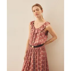 Vestido midi de mujer con volante
