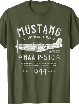 P-51 Mustang North American Aviation P51 Fighter Plane T-Shirt Short Sleeve Casual 100% Cotton Shirts - Aliexpress - FashionsVida