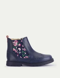 Kids' Leather Floral Chelsea Boots (6 Small-4 Large) Navy Female