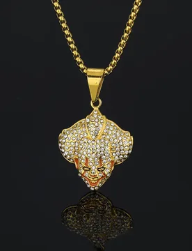 Hip Hop Fashion Clown Iced Out Shiny CZ Pendant Gold Color Stainless Steel Zirconia Necklace for Men Rock Trendy Jewelry Gift - Aliexpress - FashionsVida