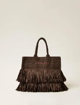 Cabas en raphia avec franges - TWINSET - FashionsVida