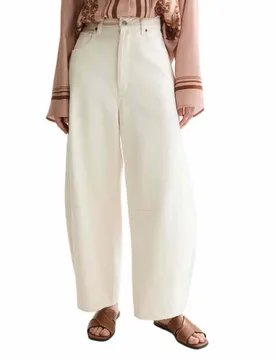 Pantaloni Eve Barrel Fit Porcelain White 30 - Scotch & Soda - FashionsVida