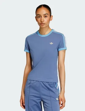 T-shirt 3 Strisce Slim M Crew Blue / Light Blue / White - Adidas - FashionsVida