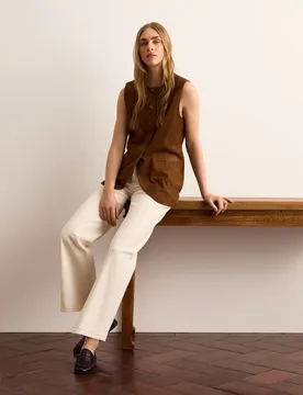 Chaleco de ante de mujer con cuello caja - Lloyd's - FashionsVida