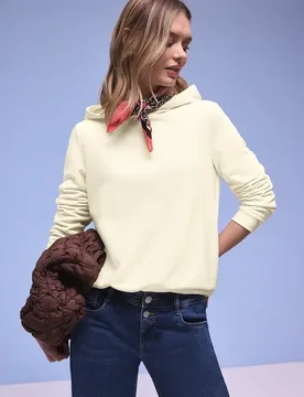 Hoodie in Unifarbe female Beige - Street One - FashionsVida