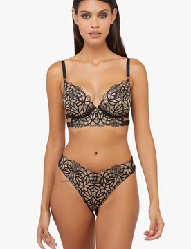 Women's Aisha Black Optical Embroidered Ring Bra Size: 34DD - Black - Size: 34DD - Wolf & Whistle - FashionsVida