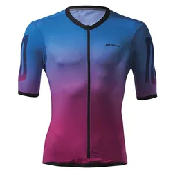 Maglia A Maniche Corte Fade Blue / Fuchsia