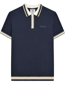 Mens Ss25 Tipped Knitted Polo Shirt (Navy) Cotton - Size 4xl - Lambretta - FashionsVida
