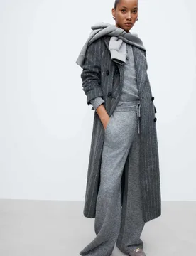 Wide Leg Knitted Trousers Dark Aubergine female - M&S - FashionsVida