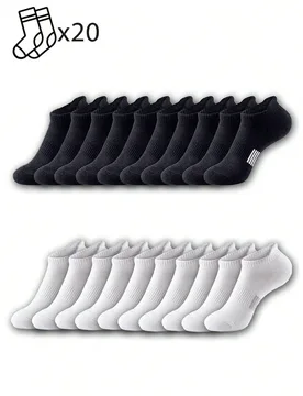 Pares de calcetines cortos para hombre, calcetines casuales simples, calcetines deportivos de malla 40-43 - Shein - FashionsVida