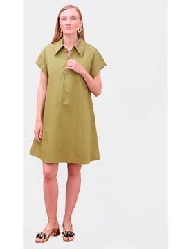 Vestido corto con cuello camisero y cremallera - Lola Casademunt - FashionsVida