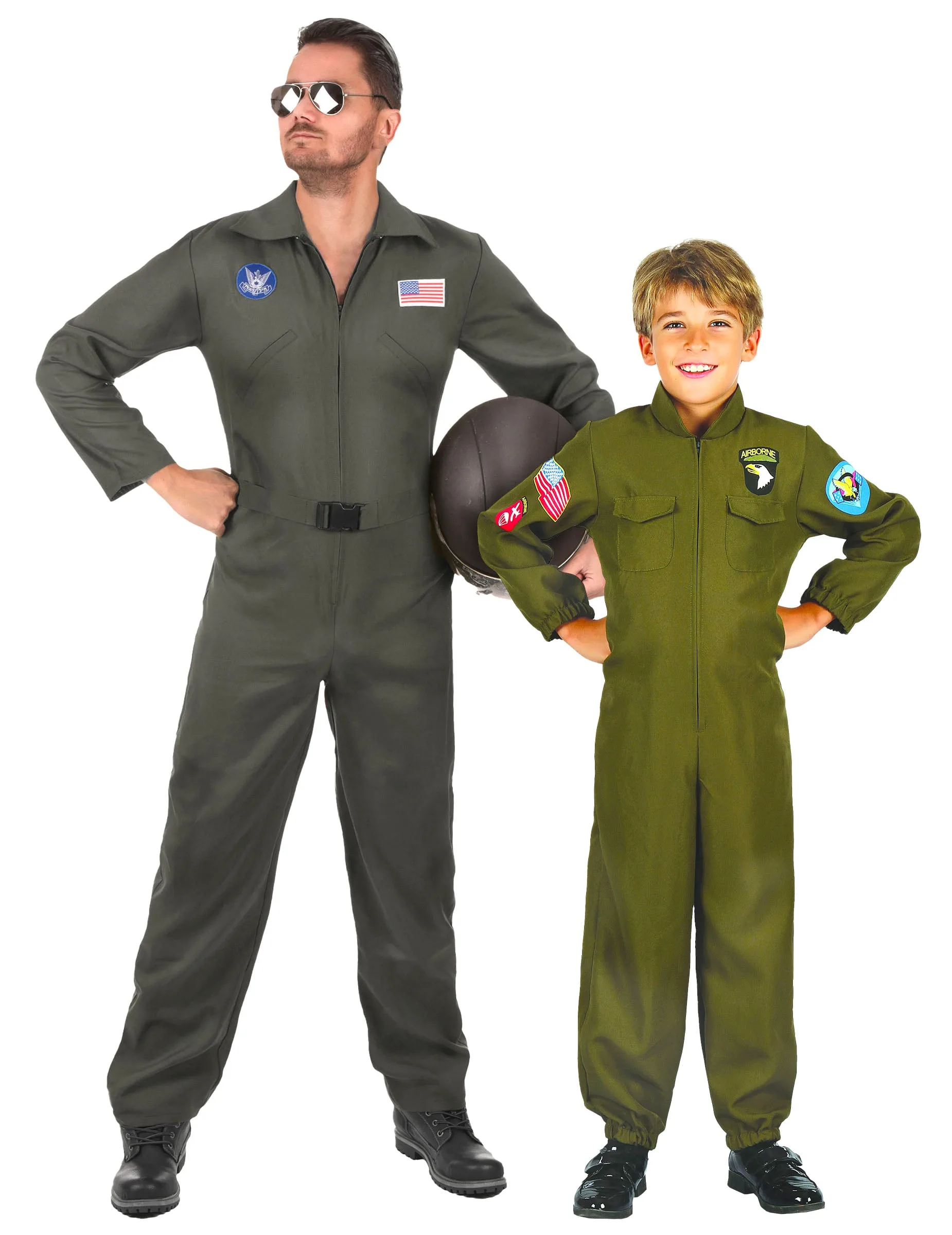 Piloten Paarkostüm Vater-Kind Overall khaki - BCI - FashionsVida