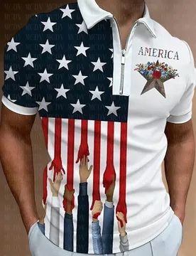 American Flag New York Silhouette Independence Day Polo Shirt 3D Printed Polo Shirt Summer Men's Tops - Aliexpress - FashionsVida