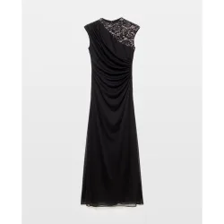 Vestido largo de punot con espalda de encaje