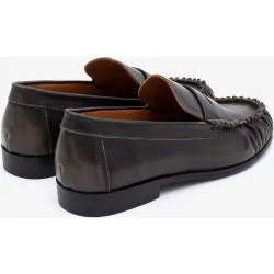 Mocasines planos de mujer de puntera redonda con suela rubber de piel cepillada vac, daphne