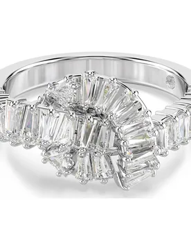 Anello Matrix, Taglio baguette, Nodo, Bianco, Placcato rodio 55 - Swarovski - FashionsVida