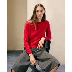 Jersey básico de mujer en lana con cuello caja