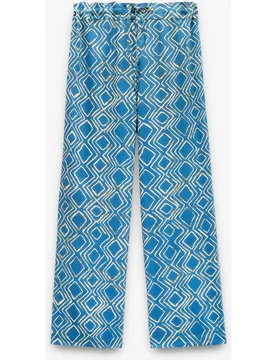 Pantalones anchos de mujer con cintura elástica y estampado geométrico - Parfois - FashionsVida