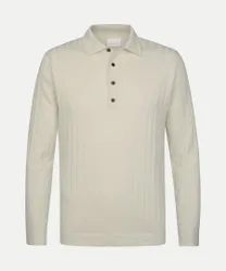 Langärmeliges Poloshirt Beige M