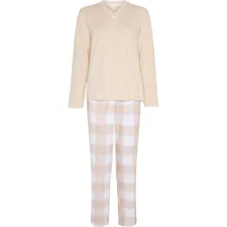 Pijama de mujer con cuadros y cuello pico