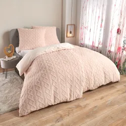 Chenille-Bettwäsche Rautenrelief beige 2-tlg