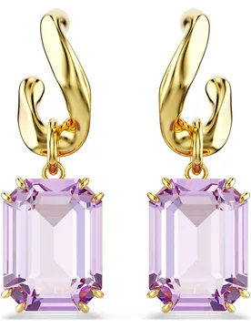 Orecchini pendenti Millenia, Taglio ottagonale, Viola, Finitura oro 18K OS - Swarovski - FashionsVida