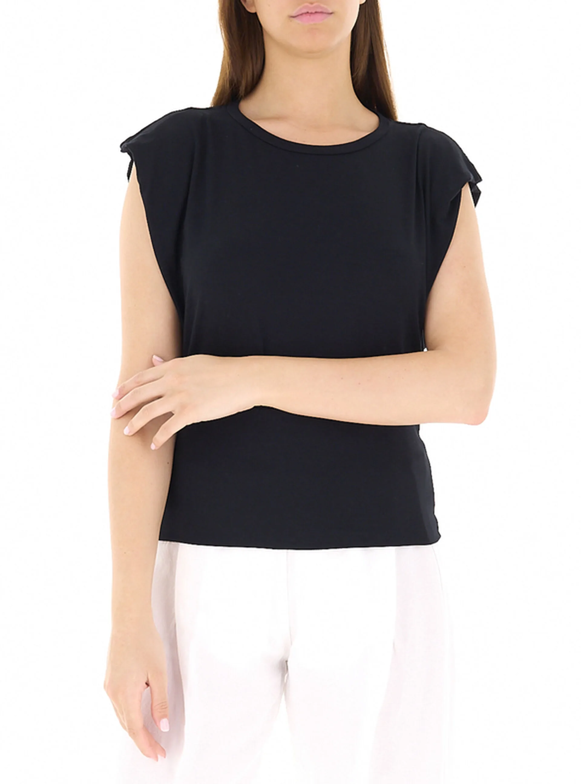 DEHA T-shirt in viscosa NERO S - DEHA - FashionsVida
