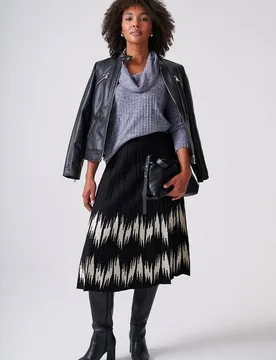 Women's Cowl Neck Pleated Knit Top in Indigo Size: Large - Indigo - Size: L - Klass. - FashionsVida