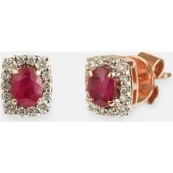 Pendientes de oro, diamantes y rubí