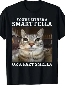 You're Either a Smart Fella or a Fart Smella Funny Cat Meme T-Shirt - Aliexpress - FashionsVida