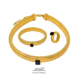 Metal Thread Collar Bracelet Ring Design High-end Three-piece Set