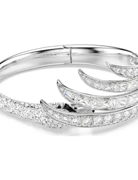 Bracciale rigido Vienna, Taglio misto, Cigno, Bianco, Placcato rodio S - Swarovski - FashionsVida