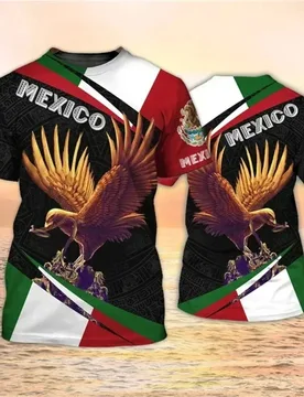 D Printed Mexico Flag T-Shirt For Men Eagle Graphic T Shirts Summer Casual Streetwear Oversized Sports Tees Round Neck Tops - Aliexpress - FashionsVida