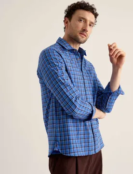 Regular Fit Pure Cotton Checked Shirt Blue Mix male - Seasalt cornwall - FashionsVida
