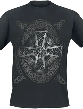 T-Shirt - Celtic Cross - S bis 3XL - für Männer - Größe XL - schwarz - Männer - male - Outer Vision - FashionsVida