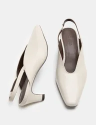 Square Toe Kitten Heel Slingback Shoe Ivory female