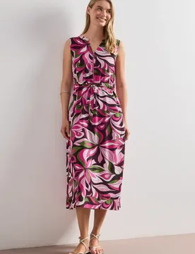 Midikleid mit Split Neck und Zipper female Pink - Street One - FashionsVida