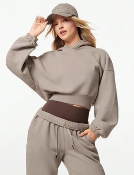 Sudadera corta de forro polar acogedora y suave, ligera y cálida, de corte relajado, para uso diario casual al aire libre en otoño e invierno XXL - Shein - FashionsVida